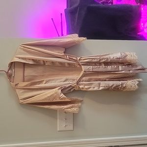 Thin faux pink silk robe size S